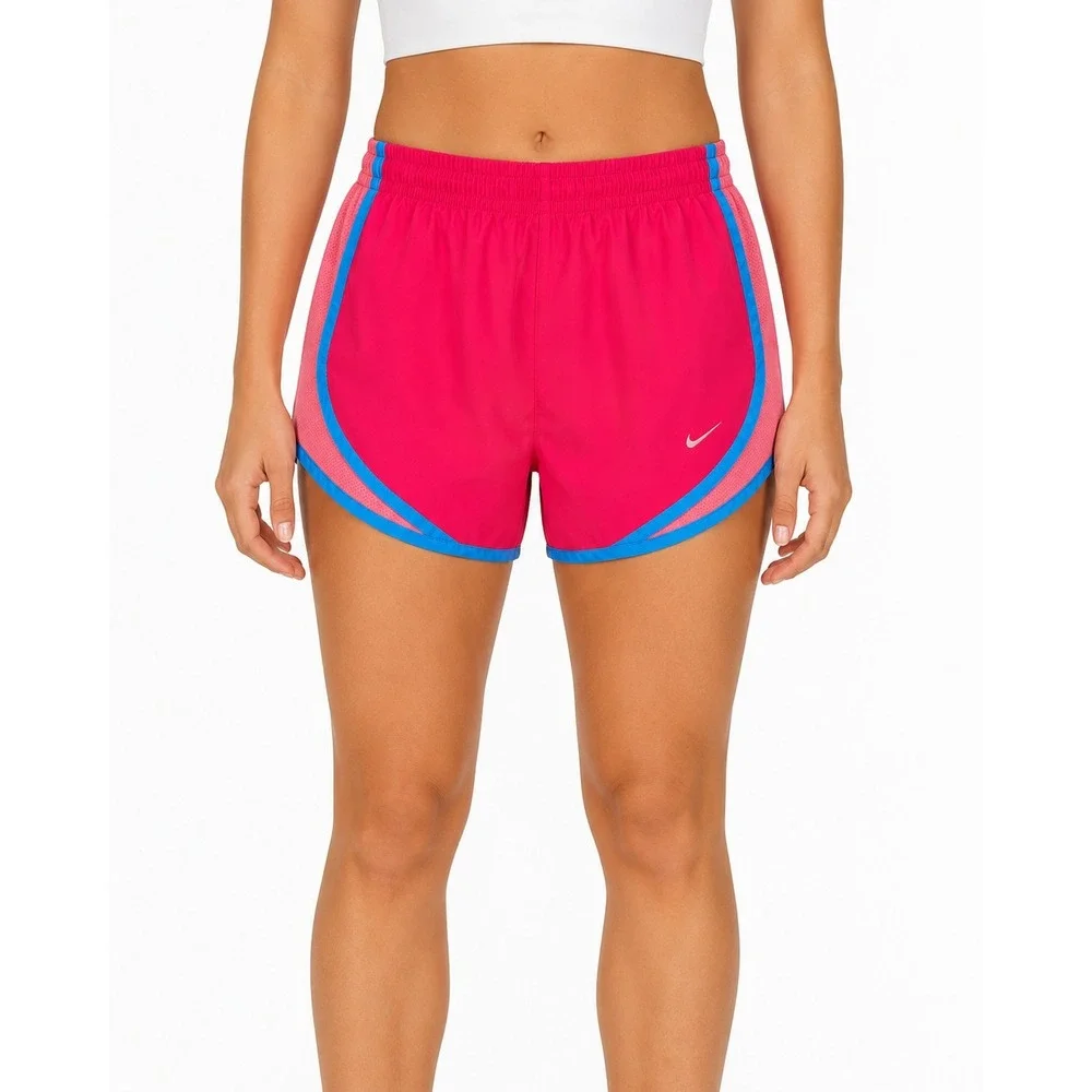 Nike Womens Dri-FIT Tempo Running Shorts Pink Blue XS Athletic Gym Workout